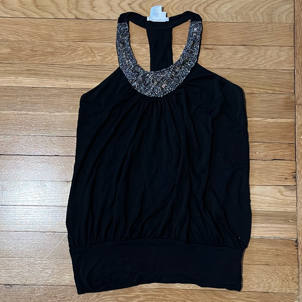 Black Beaded Halter Top